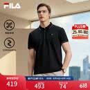 斐乐 领航POLO|斐乐官方男装针织POLO夏季时尚商务休闲凉感短袖 正黑色-BK XL 180/100A/XL