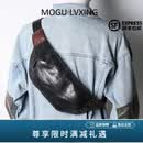 COTON MOGULVXING品牌新款复古胸包男高级感头层牛皮斜肩背包手机包 黑色
