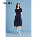 PSALTER诗篇2026夏季新款专选针织短袖拼垂坠感下摆学院风连衣裙 藏蓝 M