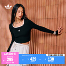 adidas adicolor经典复古紧身方领针织套头衫阿迪达斯官方三叶草 黑色   L