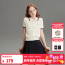 ELLE KIDS童装 撞色短袖针织开衫女童夏季新款醋酸莱赛尔老钱上衣 米白色 160 （S）