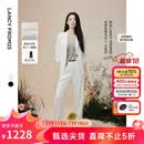 朗姿【高智衣橱 王楚然同款】朗姿三醋酸凉感西装裤夏季新款裤子女 白色2 M