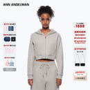 ANN ANDELMAN【明星同款】银河系列烫钻卫衣秋冬休闲时尚活力短款连帽开衫外套 灰色 M
