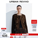UR2026春季新款女装琥珀流光风双排扣皮衣外套UWH150062 棕色 S