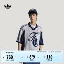 adidas度假风纯棉条纹休闲宽松针织polo衫男新款阿迪达斯三叶草   浅灰/制服蓝   M