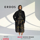 ERDOS 立领羊绒双面立体裁剪中长款宽松外套女毛呢大衣 黑 155/76A/XS
