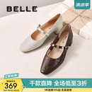 百丽（Belle）复古时装玛丽珍鞋女商场同款羊皮高跟单鞋E3Z1DCQ5 米白色 37 (235mm)