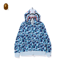 BAPE男装26年春夏迷彩图案鲨鱼双帽连帽卫衣开衫外套003151Q 蓝色BLX 2XL