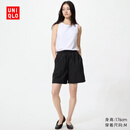 优衣库麻混纺舒适短裤女装485251 09 黑色 M