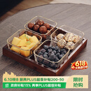 格娜斯 玻璃水果盘客厅复古轻奢创意零食分格干果盘北欧ins点心糖果盘