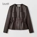 LaurèlLaurel【羊皮革】26夏新款静奢风圆领收腰抽绳皮衣LWD376X00200 焦糖咖 M