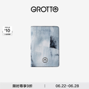 GROTTO个乐新款品牌箭头标护照夹多功能卡包证件真皮保护套礼物 笔触白