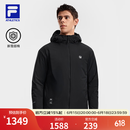 FILA 斐乐官方男士棉服2026春健身运动简约宽松保暖连帽外套 深黑-BK XL 180/100A/XL