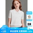 ELLE KIDS童装 POLO领短袖针织衫女童夏季新款法式经典莱赛尔上衣 白色 165 （M）
