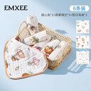 嫚熙（EMXEE）婴儿口水巾纱布新生儿宝宝手帕洗脸洗澡毛巾小方巾6条 甜心兔*2+蔬果晴空*2+假日海滩*2