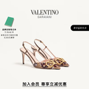 华伦天奴VALENTINO[礼物]女士VLOGO SIGNATURE 后系带高跟鞋 棕色/多色 36
