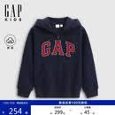 盖璞（GAP）男童秋季款撞色logo宽松拉链抓绒连帽卫衣儿童装804614