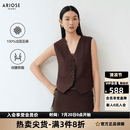 艾诺丝雅诗【商场同款】2026年夏季新款100%亚麻通勤复古马甲外套女50521516 无花果色 XL