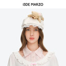 13DE MARZO碎花系列 2026夏季新款荷叶边刺绣前进帽复古画家帽子 米白 均码