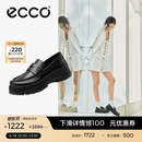 爱步（ECCO）厚底乐福鞋女倪妮同款英伦风一脚蹬厚底增高牛皮女鞋 踪迹220723 黑色22072301001 38 （尺码偏小）