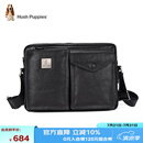 暇步士（Hush Puppies）单肩包男包横款牛皮大容量休闲潮流男士挎包邮差包生日礼物