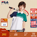 FILA斐乐儿童短袖T恤2026年夏季新款男童网球POLO衫 森林绿-GN 150