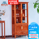 檀卉红木家具非洲花梨【学名：刺猬紫檀】实木中式酒柜多层餐边柜储物柜展示柜摆酒架置物架玻璃柜 珍藏款长82*宽38*高176【单个】