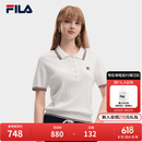FILA 斐乐官方女子编织衫2026新款简约休闲百搭翻领短袖POLO上衣 标准白-WT M 165/84A/M