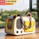 贝初众猫包外出便携书包猫咪宠物背包用品大号双肩包透气防应激 柠檬黄【适用20斤内猫咪】超大空间 可折叠/多功能便携 透气大空间/卷帘放应激