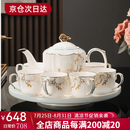 言则骨瓷可旋转水具茶具茶壶茶杯套装开业乔迁送礼轻奢高档礼盒 【骨瓷】枝满玉兰套装-木质礼盒