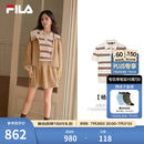 FILA 斐乐杨幂同款女子编织衫2026秋新款时尚休闲修身上衣短袖POLO衫 钛白色-IV L 170/88A/L