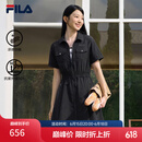 斐乐 斐乐官方女装梭织工装连衣裙夏季时尚凉感防晒收腰裙子 正黑色-BK L 170/88A/L