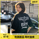 BOY LONDON【满天星】夏季男女同款短袖渐变烫钻印花时尚T恤N01107 黑色 S