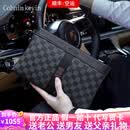 Cohnim kevin奢侈品男士手包手拿拉链男包手抓长钱包送老公男友父亲节生日礼物 c211格子纹【就近仓发货】