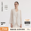 朗姿桑蚕丝新中式花卉刺绣设计感西服气质西装女2026年夏季新款 白色 L