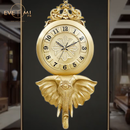 伊弥伊弥（EVEMI） 新中式轻奢客厅挂钟现代家用创意挂墙钟表时钟静音 第三代黄铜水钻盘 20英寸以上