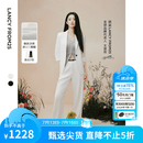朗姿【高智衣橱 王楚然同款】朗姿三醋酸凉感西装裤夏季新款裤子女 白色2 M