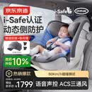 京东京造儿童安全座椅0-6-7岁婴儿宝宝i-Safe双通风加热星际舱3.0星雾灰