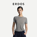 ERDOS 26早秋精纺圆领短袖针织T恤格雷系修身轻薄女套衫羊绒衫 玛瑙灰 M 165/84A