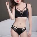 维多利亚的秘密（Victoria's Secret）女纯欲风无痕文胸无钢圈聚拢光面胸罩深V性感女小胸套装 黑色套装 2XL 4090-C【薄杯】