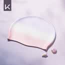 Keep儿童泳帽男女童通用渐变抗菌硅胶防水游泳帽 0055 粉雾云海