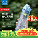 乐扣乐扣（LOCK&LOCK）人鱼线塑料运动水杯夏天便携水壶带刻度提手男女水杯子700ML蓝色