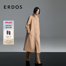 ERDOS 25秋冬立领插肩袖长款保暖羊绒大衣女毛呢大衣外套 浅驼 L 170/88A
