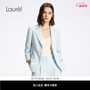 Laurèl【醋酯纤维】26早秋新款收腰短款廓形西装LWD375T01400 冰川蓝 XS