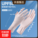 防晒手套女夏季冰丝薄款防紫外线骑行开车漏指触屏户外运动骑行 【K标款胭脂粉】腕部防晒 冰凉升级