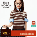 little MO&Co.小酒窝+佳佳同款 little moco童装春夏款儿童polo领条纹短袖上衣 布朗尼色2 160 160/76