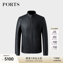 PORTS宝姿男装秋冬新款修身潮流绵羊皮衣夹克ML9U205LZS010 BLACK XL