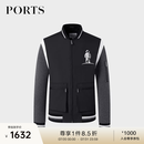 PORTS宝姿男装秋冬新款太空系列棒球服夹克ML9J024ZWO001 BLACK M