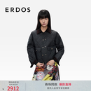 ERDOS 25秋冬灯芯绒领菱形格保暖休闲女棉服外套 军绿 M 165/84A