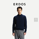 ERDOS【自在系列】男装拉链半高领套衫26年早秋新品纯色薄款保暖羊绒衫 藏蓝 L 175/96A